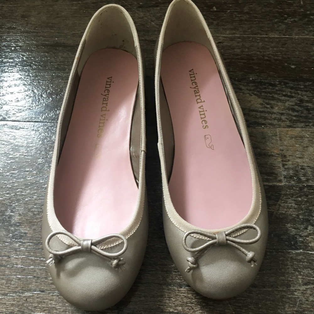 Gold Vineyard Vines ballet flats